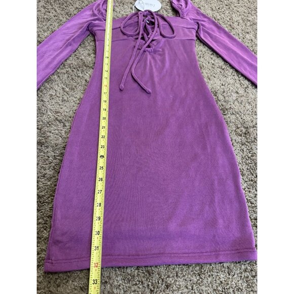 NWT PRINCESS POLLY Purple Body Con Mini Dress Lace-up Front Party Clubwear Sz 4 - Picture 10 of 10